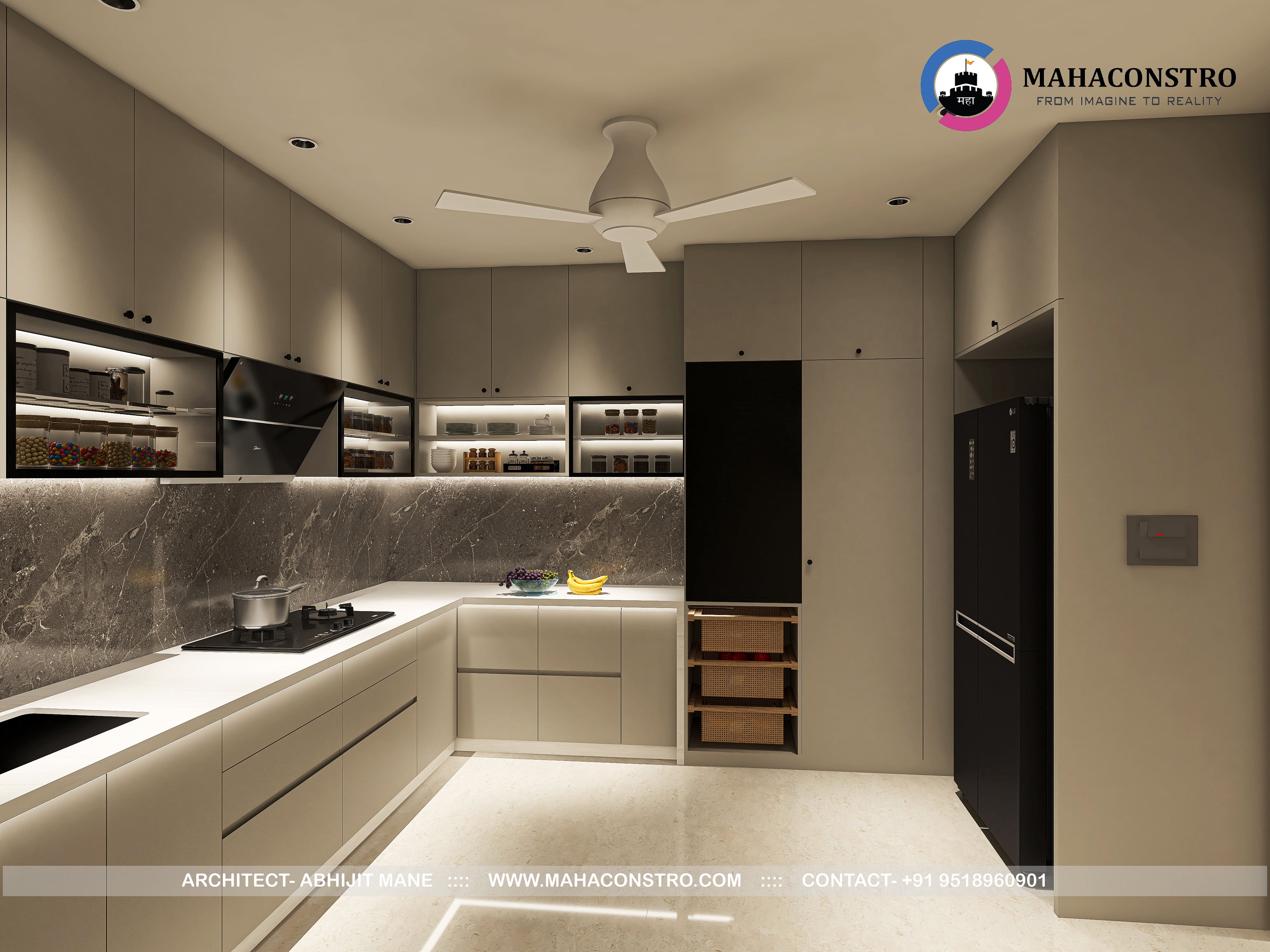 Ultra-luxury residential interior in Tembhurni, Solapur, designed by Mahaconstro Architects, featuring a contemporary living and dining space with bespoke furnishings and artistic finishes.