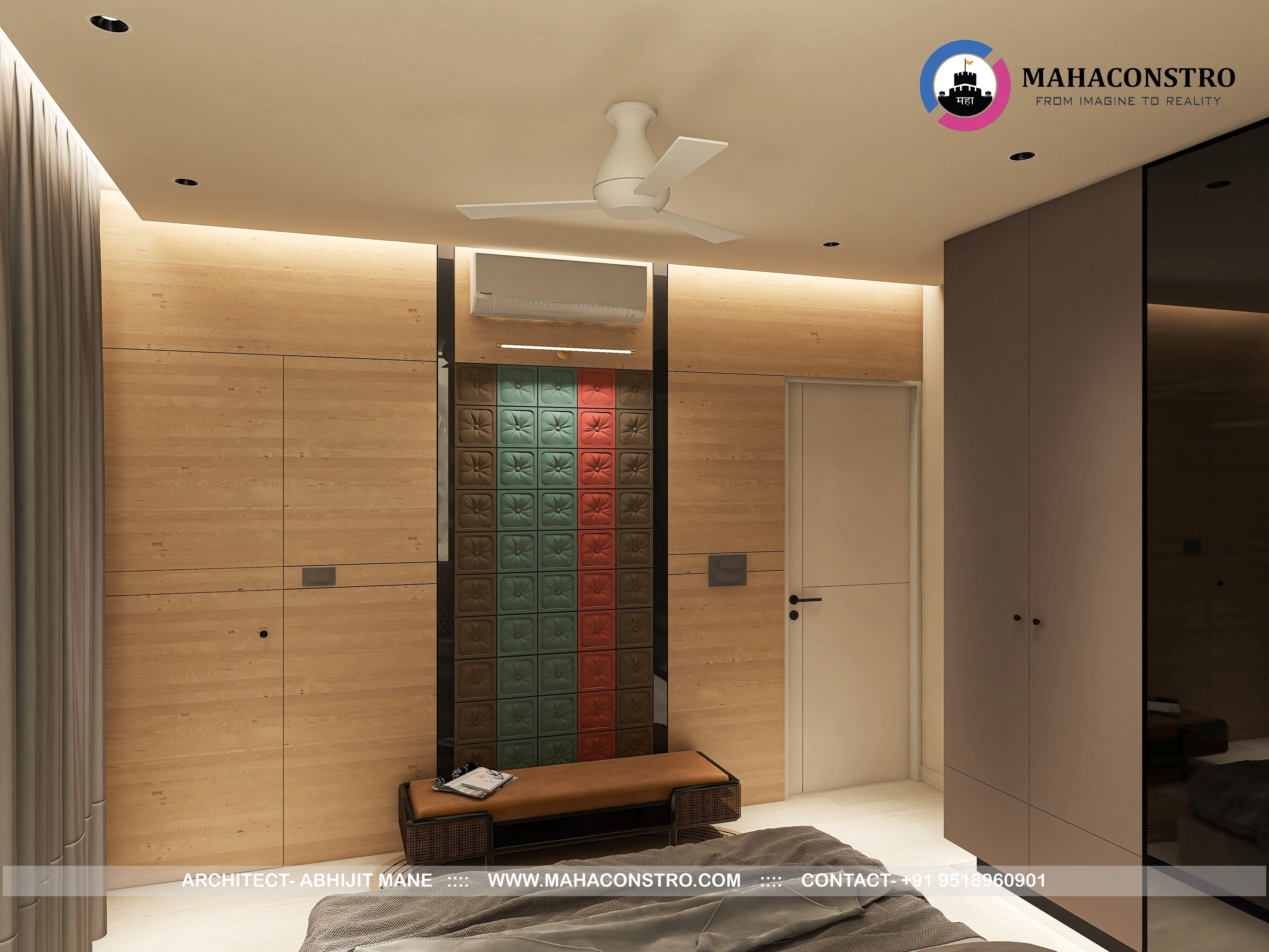 Ultra-luxury residential interior in Tembhurni, Solapur, designed by Mahaconstro Architects, featuring a contemporary living and dining space with bespoke furnishings and artistic finishes.