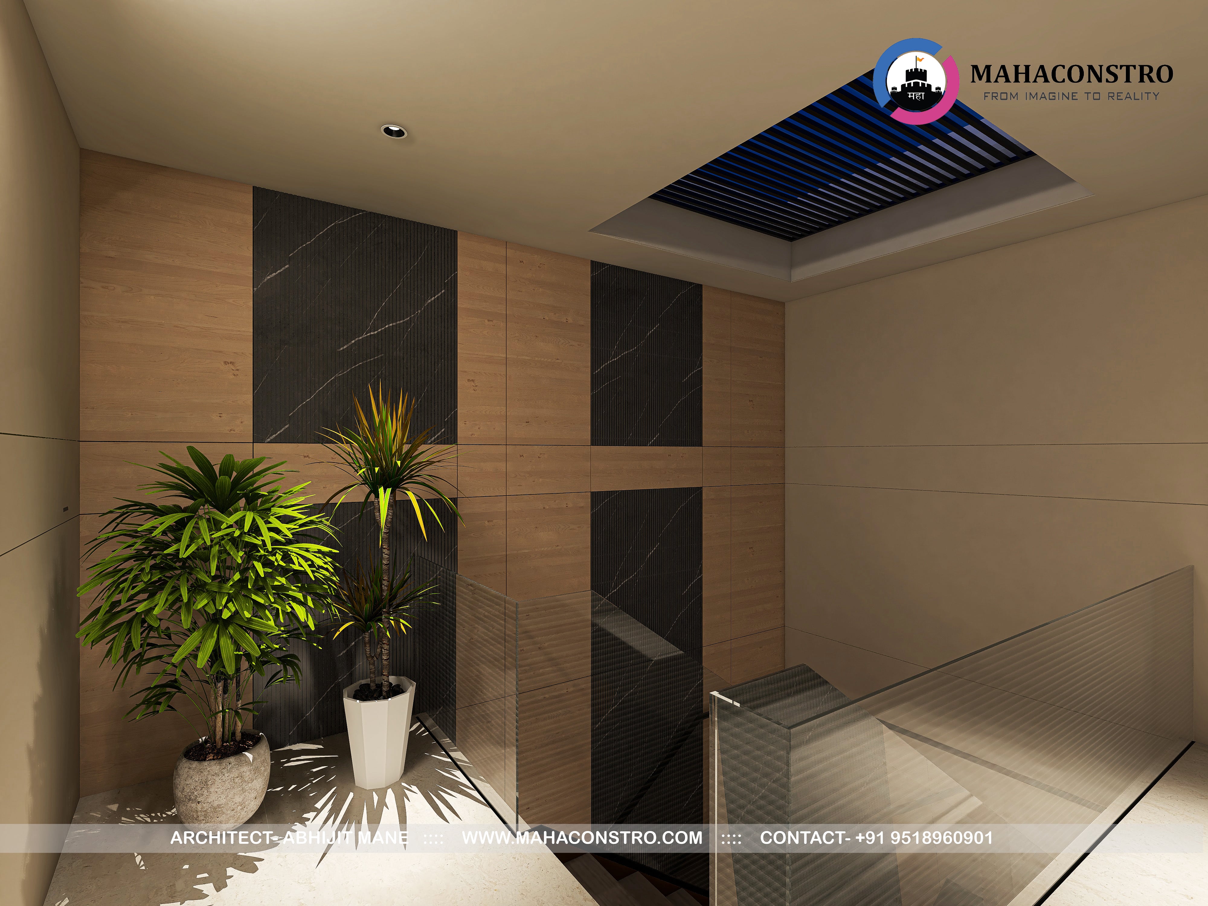 Ultra-luxury residential interior in Tembhurni, Solapur, designed by Mahaconstro Architects, featuring a contemporary living and dining space with bespoke furnishings and artistic finishes.