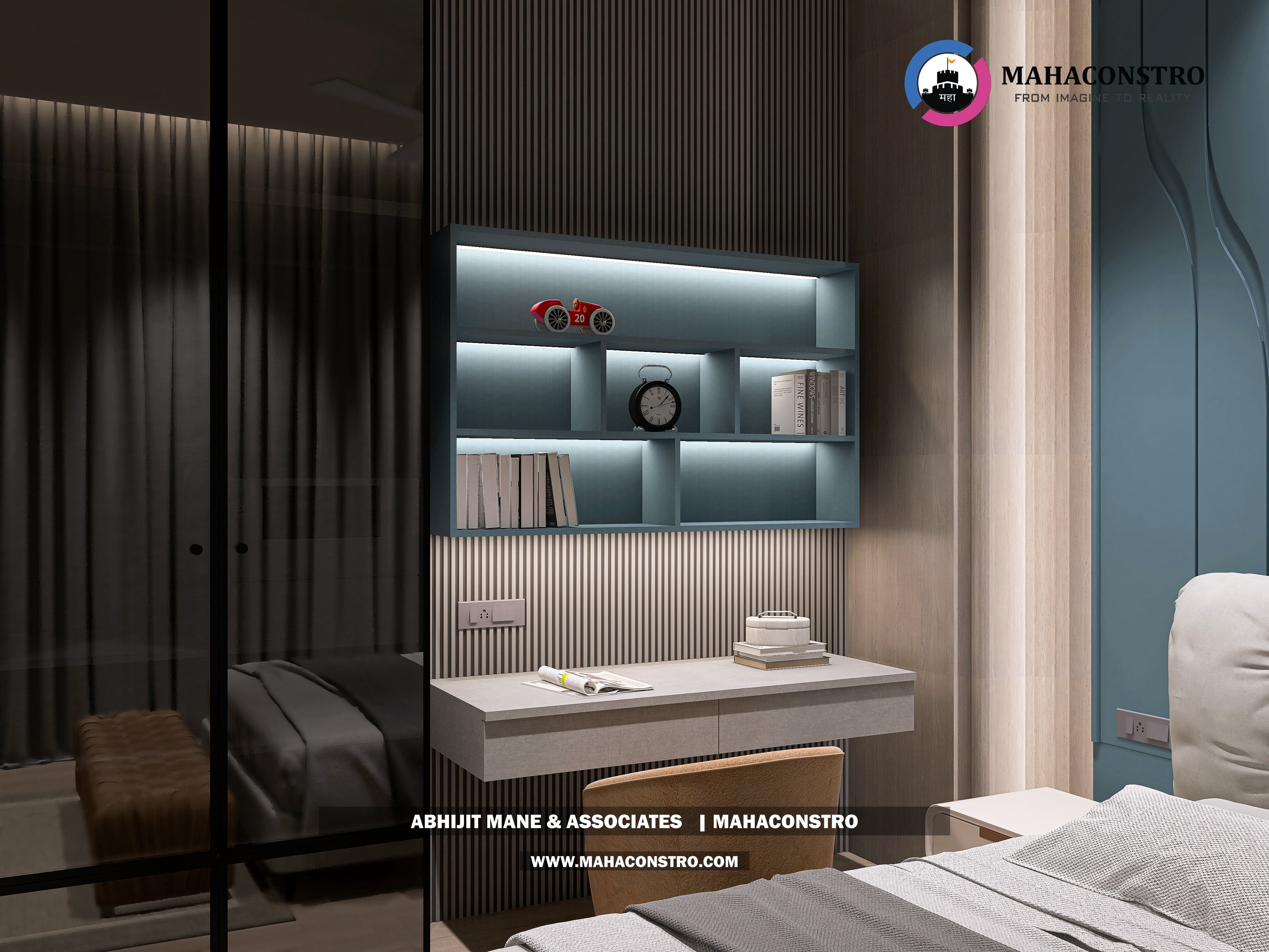 Ultra-luxury bungalow lounge in Parite, Solapur, featuring designer seating, a decorative water feature, and statement ceiling lighting by Mahaconstro Architects.