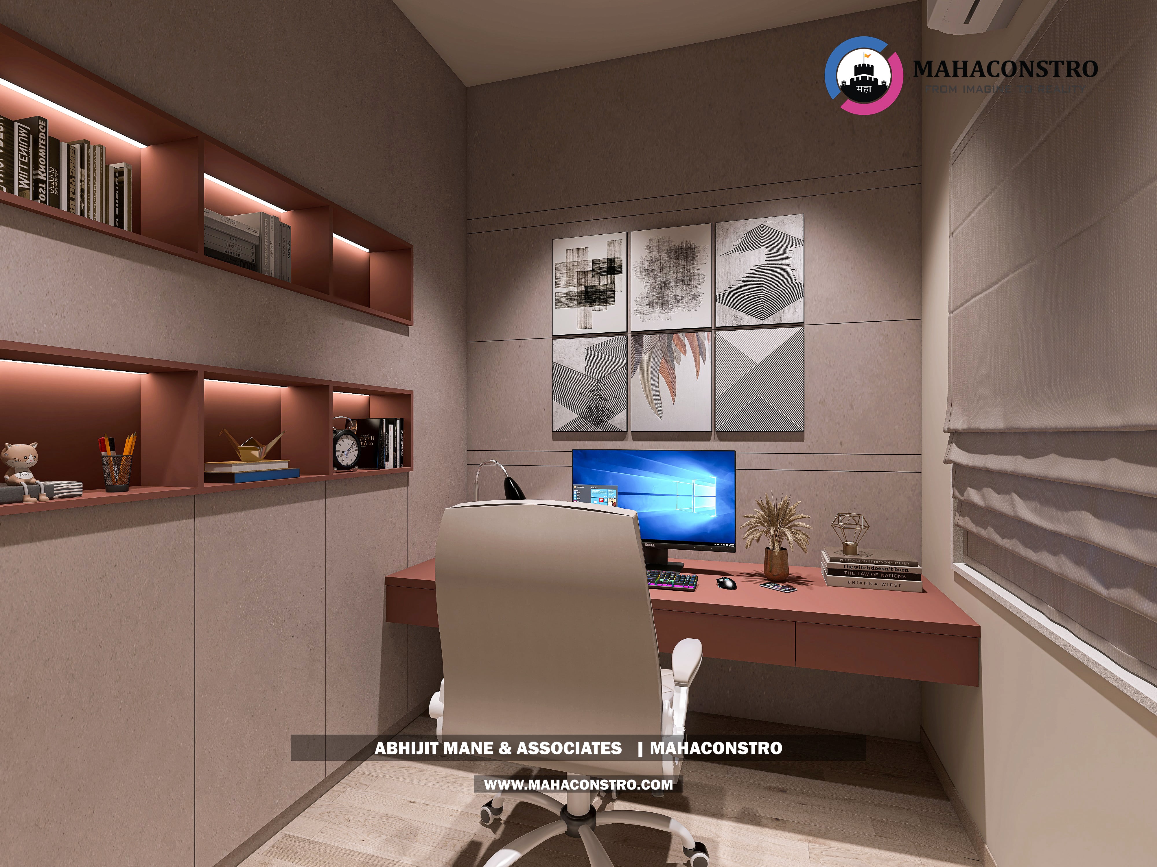 Ultra-luxury bungalow lounge in Parite, Solapur, featuring designer seating, a decorative water feature, and statement ceiling lighting by Mahaconstro Architects.